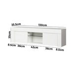 TV Stand Cabinet Entertainment Unit RGB LED Gloss 130cm White
