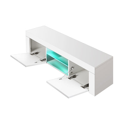 TV Stand Cabinet Entertainment Unit RGB LED Gloss 130cm White
