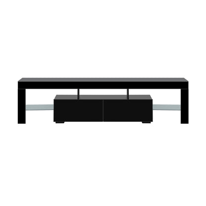 Transform Your Living Space: Modern Gloss Black Entertainment Unit with LED RGB