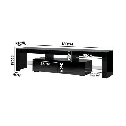 Transform Your Living Space: Modern Gloss Black Entertainment Unit with LED RGB