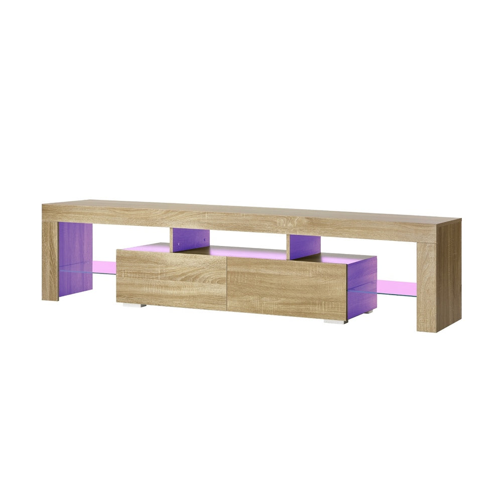 TV Cabinet Entertainment Unit Storage Shelf Natural Wood 180cm Living Room