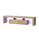 TV Cabinet Entertainment Unit Storage Shelf Natural Wood 180cm Living Room
