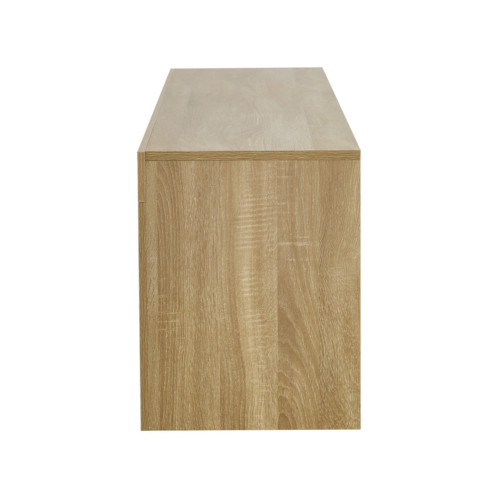 TV Cabinet Entertainment Unit Storage Shelf Natural Wood 180cm Living Room