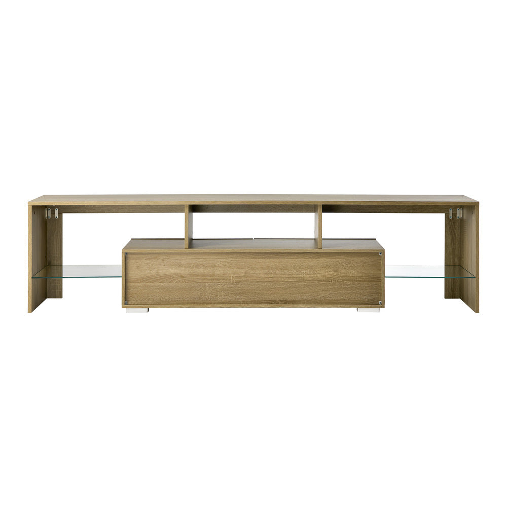 TV Cabinet Entertainment Unit Storage Shelf Natural Wood 180cm Living Room