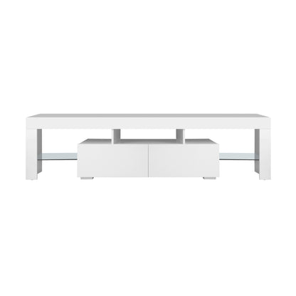 TV Cabinet Entertainment Unit Stand LED RGB Gloss Furniture White 180CM