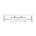 TV Cabinet Entertainment Unit Stand LED RGB Gloss Furniture White 180CM