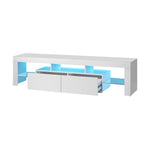 TV Cabinet Entertainment Unit Stand LED RGB Gloss Furniture White 180CM