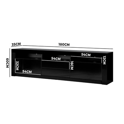 LED RGB TV Entertainment Unit 180cm Black | HomeAndLiving
