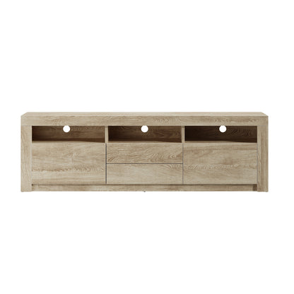 TV Entertainment Unit Stand RGB LED Storage Drawer Oak 180cm