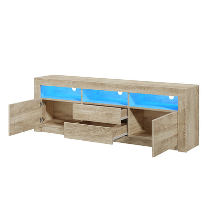 TV Entertainment Unit Stand RGB LED Storage Drawer Oak 180cm