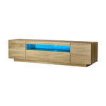 TV Cabinet Entertainment Unit Storage Shelf Natural Wood 180cm Living Room