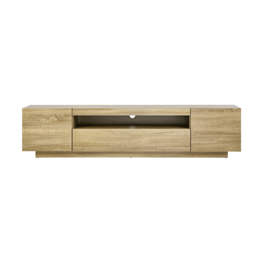 TV Cabinet Entertainment Unit Storage Shelf Natural Wood 180cm Living Room