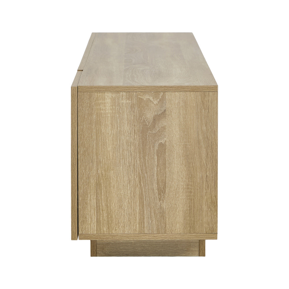 TV Cabinet Entertainment Unit Storage Shelf Natural Wood 180cm Living Room