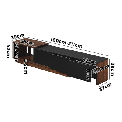 Extendable Entertainment Unit 3 Drawers 211x39x39cm