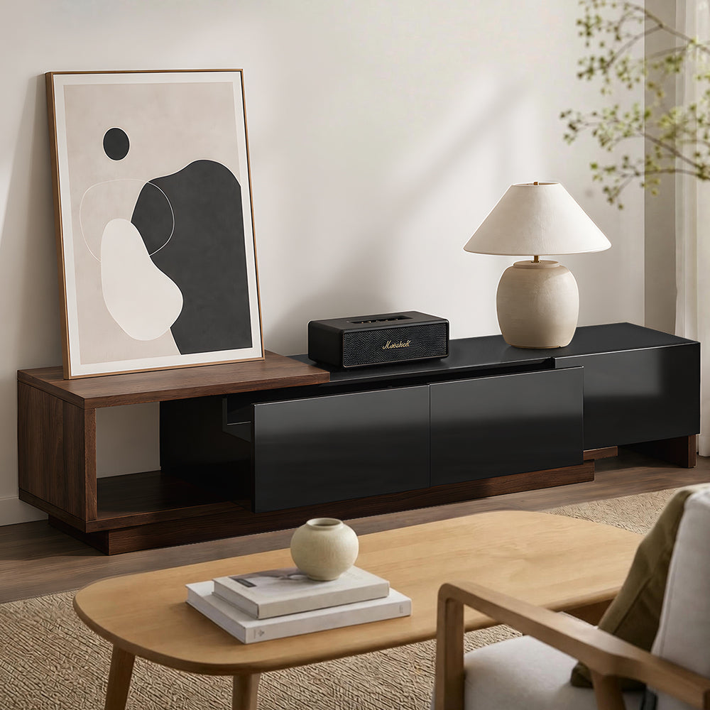 Extendable Entertainment Unit 3 Drawers 211x39x39cm