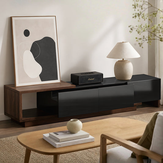 Extendable Entertainment Unit 3 Drawers 211x39x39cm