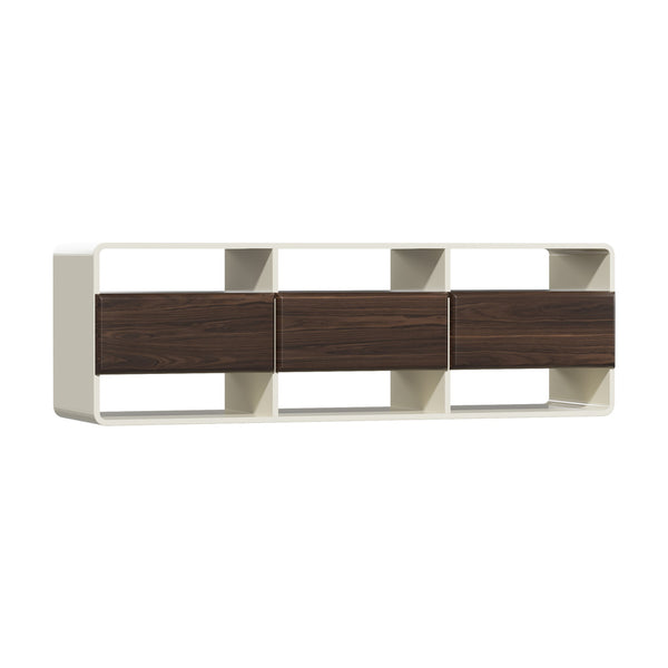  TV Cabinet Entertainment Unit 140cm with 3 Drawers & 6 Open Shelves