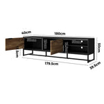 TV Stand Cabinet Entertainment Unit 180cm Black&Natural