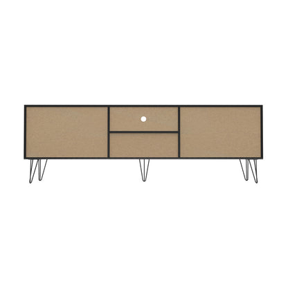 TV Cabinet Storage Sliding Door 180cm Black/Natural