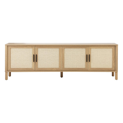 TV Cabinet Entertainment Unit Stand 160cm Rattan Doors Natural