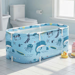 Foldable Bathtub PVC Spa Bucket Inflatable Cushion 114x62cm Blue