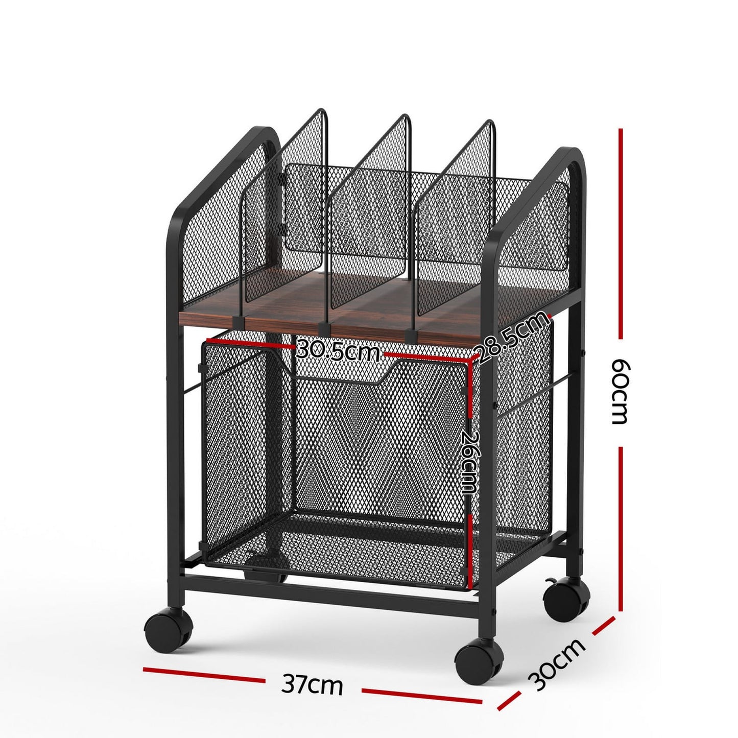 Mobile File Cabinet Compact 37x30cm