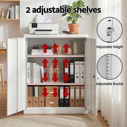 Steel Filing Cabinet White Storage 80x40x100cm