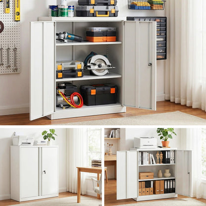 Steel Filing Cabinet White Storage 80x40x100cm