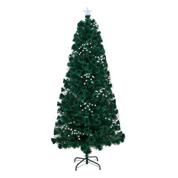 LED Christmas Tree 1.8M 6FT Fibre-Optic Flash Lights Artificial Xmas Decor White & Multi