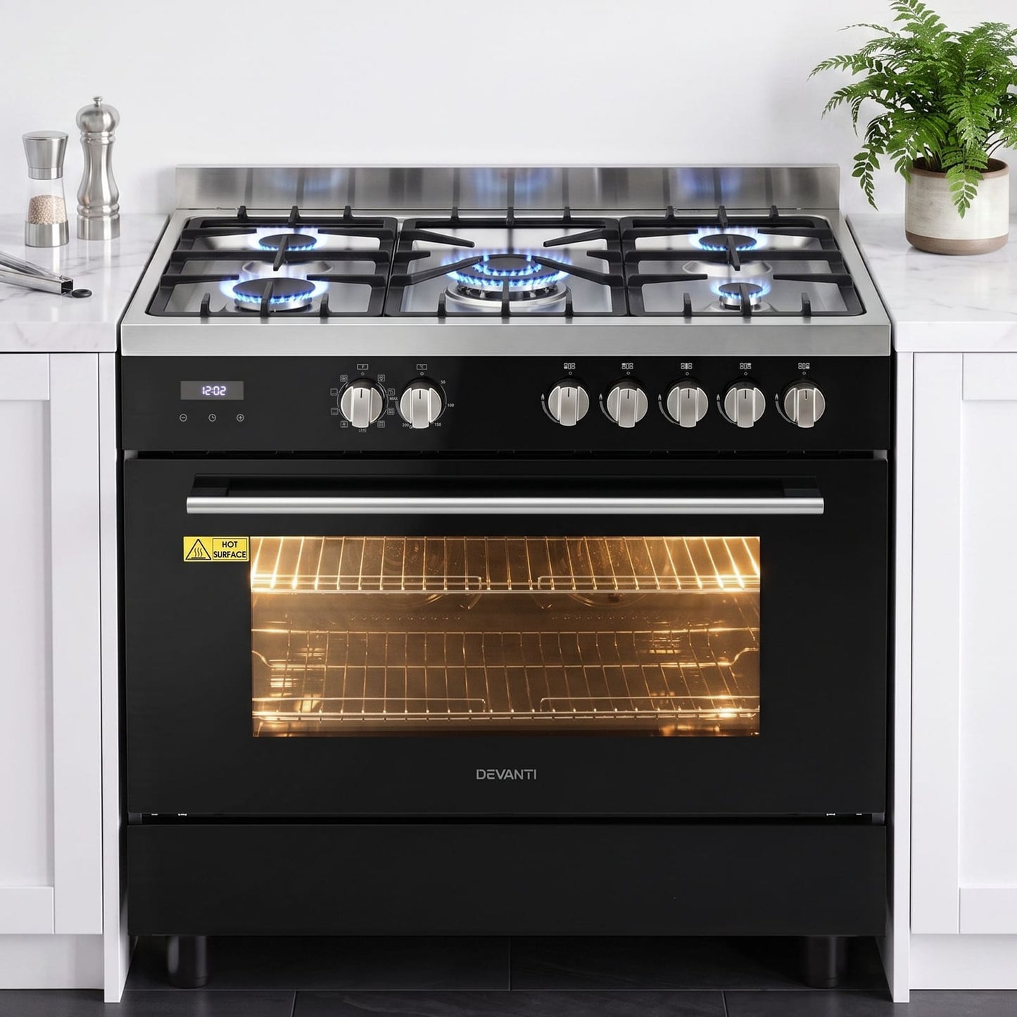 90cm Dual Fuel Cooker 5 Burner Gas Electric | HomeAndLiving