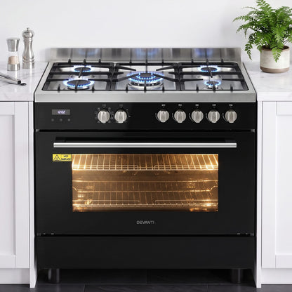 90cm Dual Fuel Cooker 5 Burner Gas Electric | HomeAndLiving