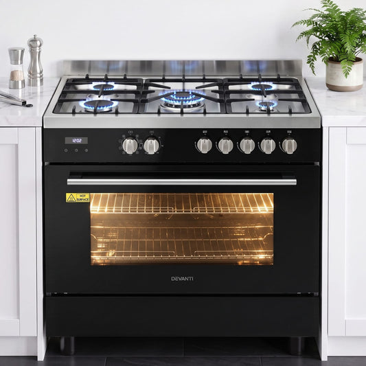 90cm Dual Fuel Cooker 5 Burner Gas Electric | HomeAndLiving