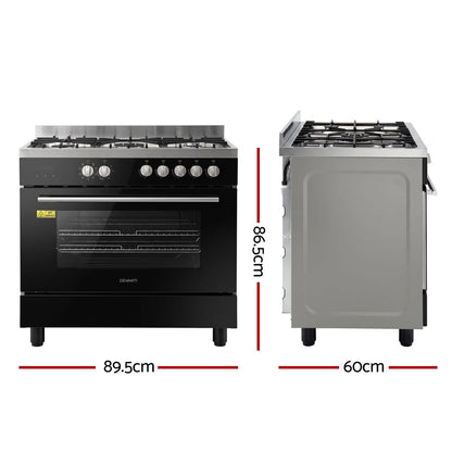 90cm Dual Fuel Cooker 5 Burner Gas Electric | HomeAndLiving - 2