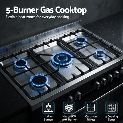 90cm Dual Fuel Cooker 5 Burner Gas Electric | HomeAndLiving - 4