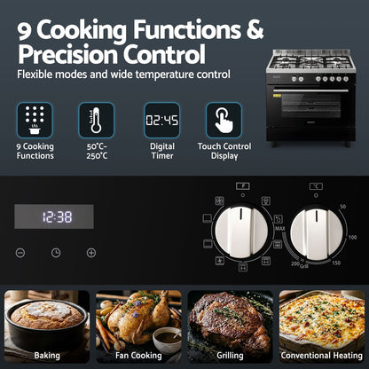 90cm Dual Fuel Cooker 5 Burner Gas Electric | HomeAndLiving - 6