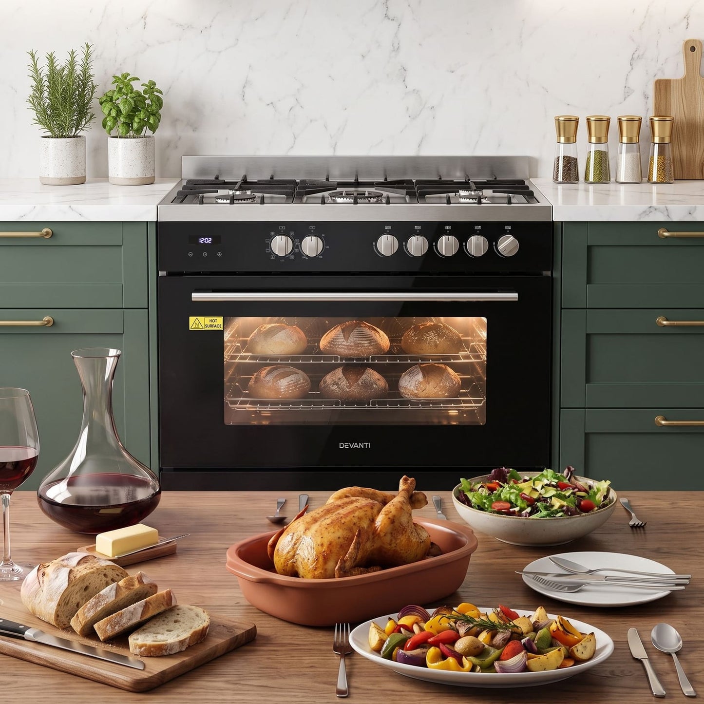 90cm Dual Fuel Cooker 5 Burner Gas Electric | HomeAndLiving - 9