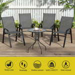 6Pc Outdoor Dining Chairs Stackable Lounge Chair Patio Furniture Grey