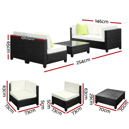 5PC Outdoor Furniture Sofa Set Lounge Patio Pool