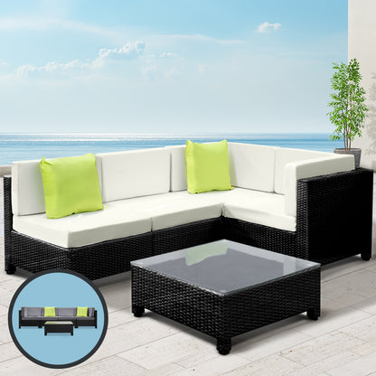 5PC Outdoor Furniture Sofa Set Lounge Patio Pool