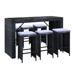 7 Piece Outdoor Dining Table Set - Black