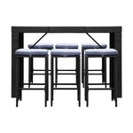 7-Piece Outdoor Bar Set Dining Table Stools Wicker Patio Setting