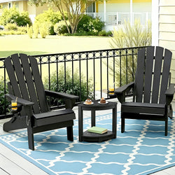 Adirondack Chair Set 3 Piece HDPE Outdoor | Home & Living