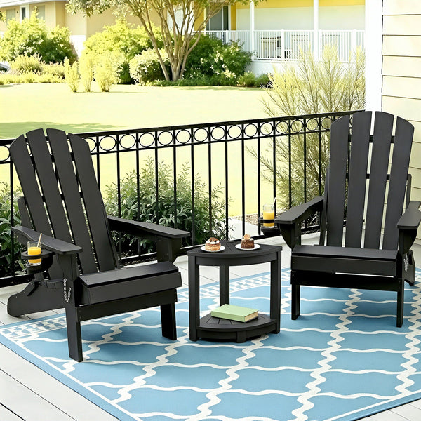  Adirondack Chair Set 3 Piece HDPE Outdoor | Home & Living