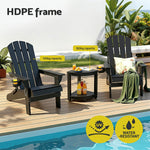 Adirondack Chair Set 3 Piece HDPE Outdoor | Home & Living