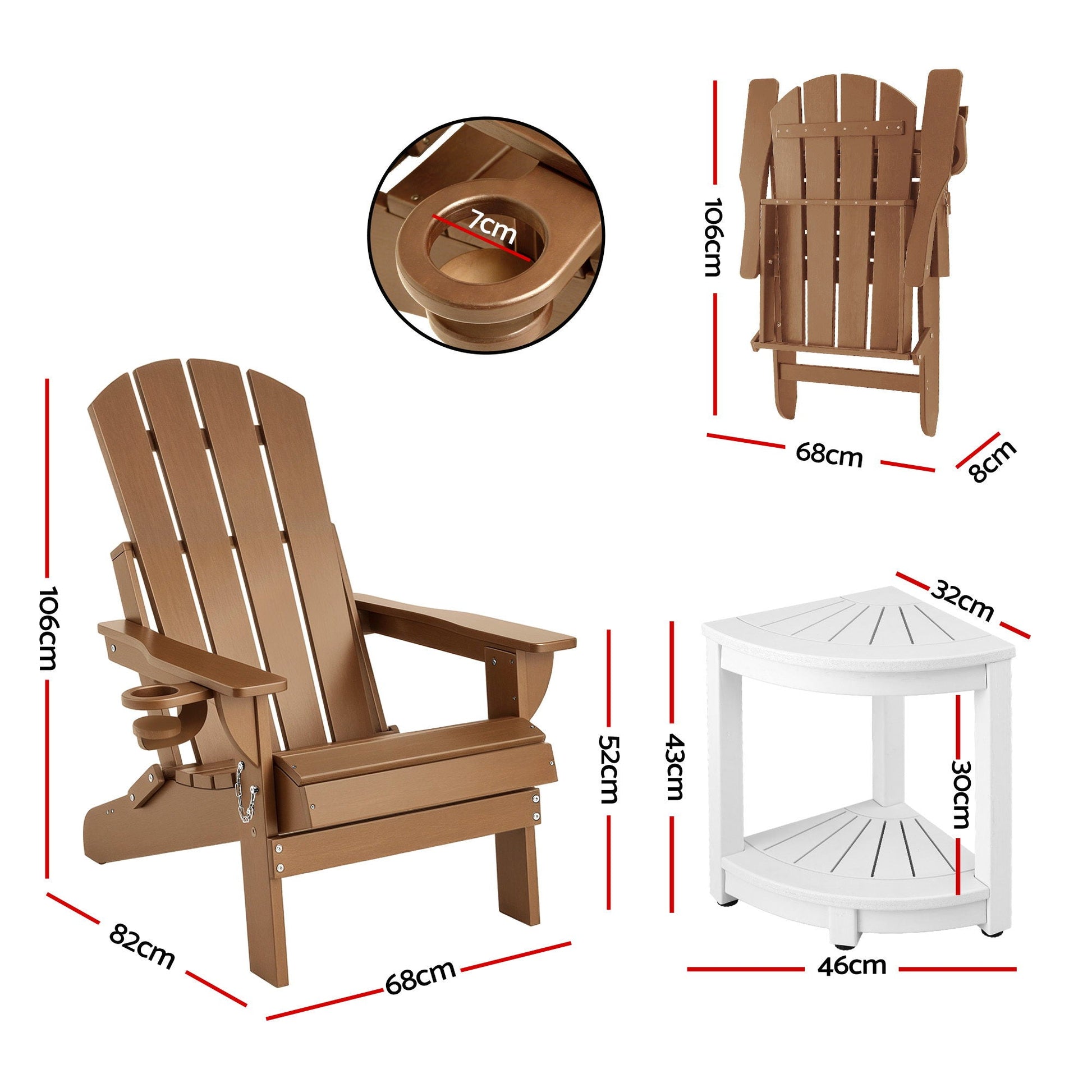 Adirondack Outdoor Chair Set 3 Piece HDPE | Home & Living - 2
