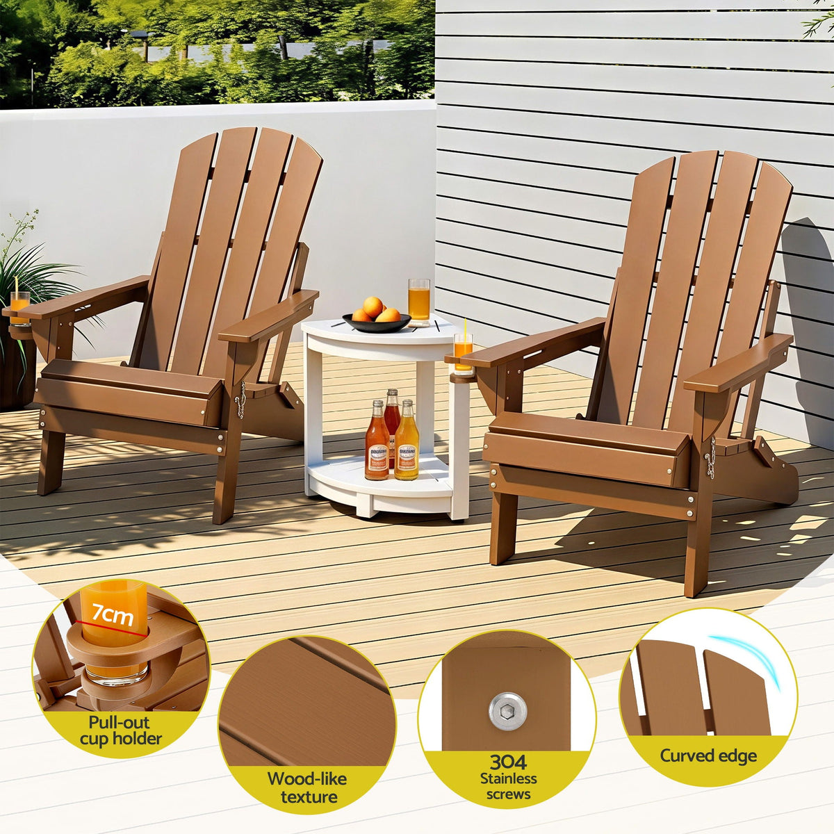 Adirondack Outdoor Chair Set 3 Piece HDPE | Home & Living - 5