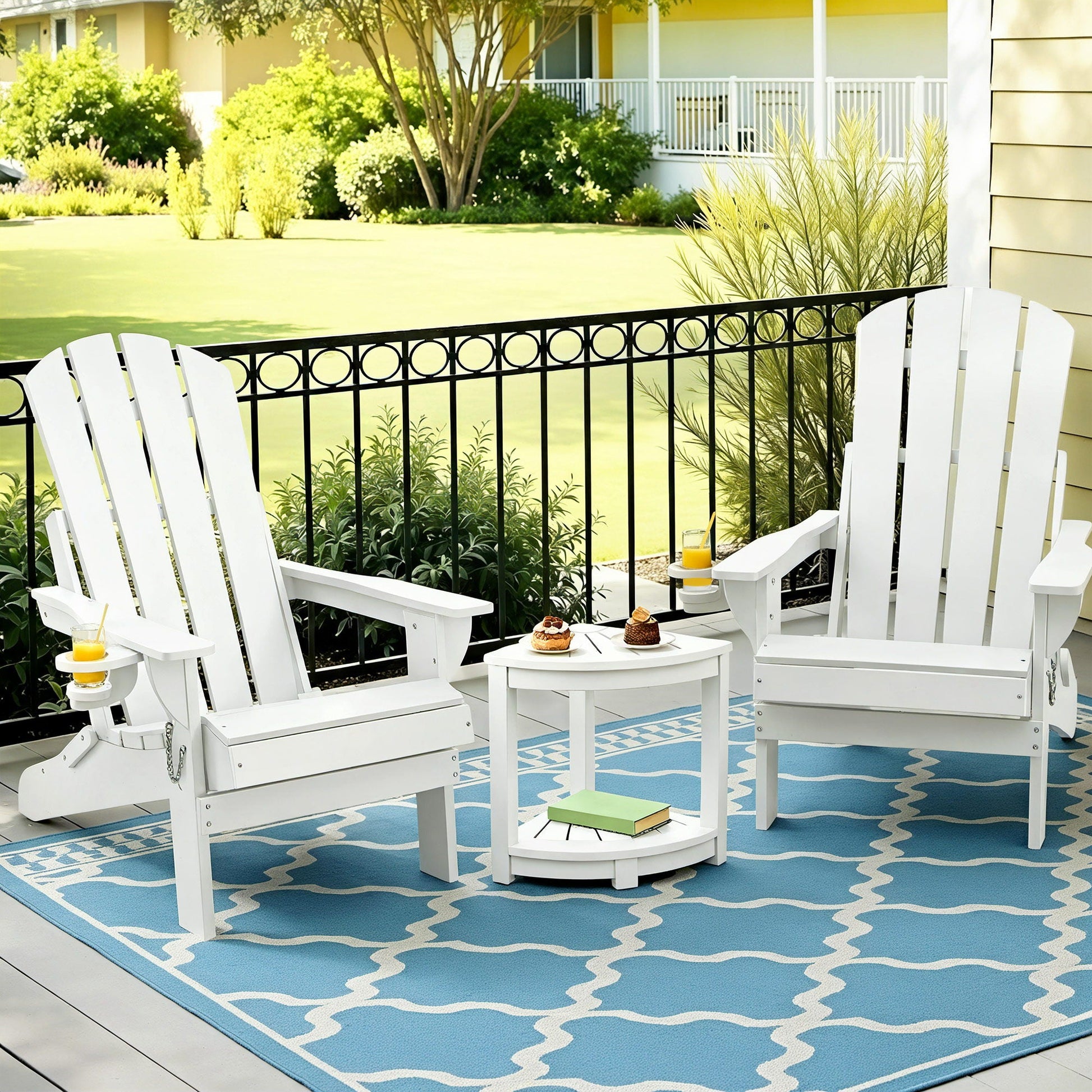 Adirondack Folding Chairs HDPE Patio Set White | Home & Living