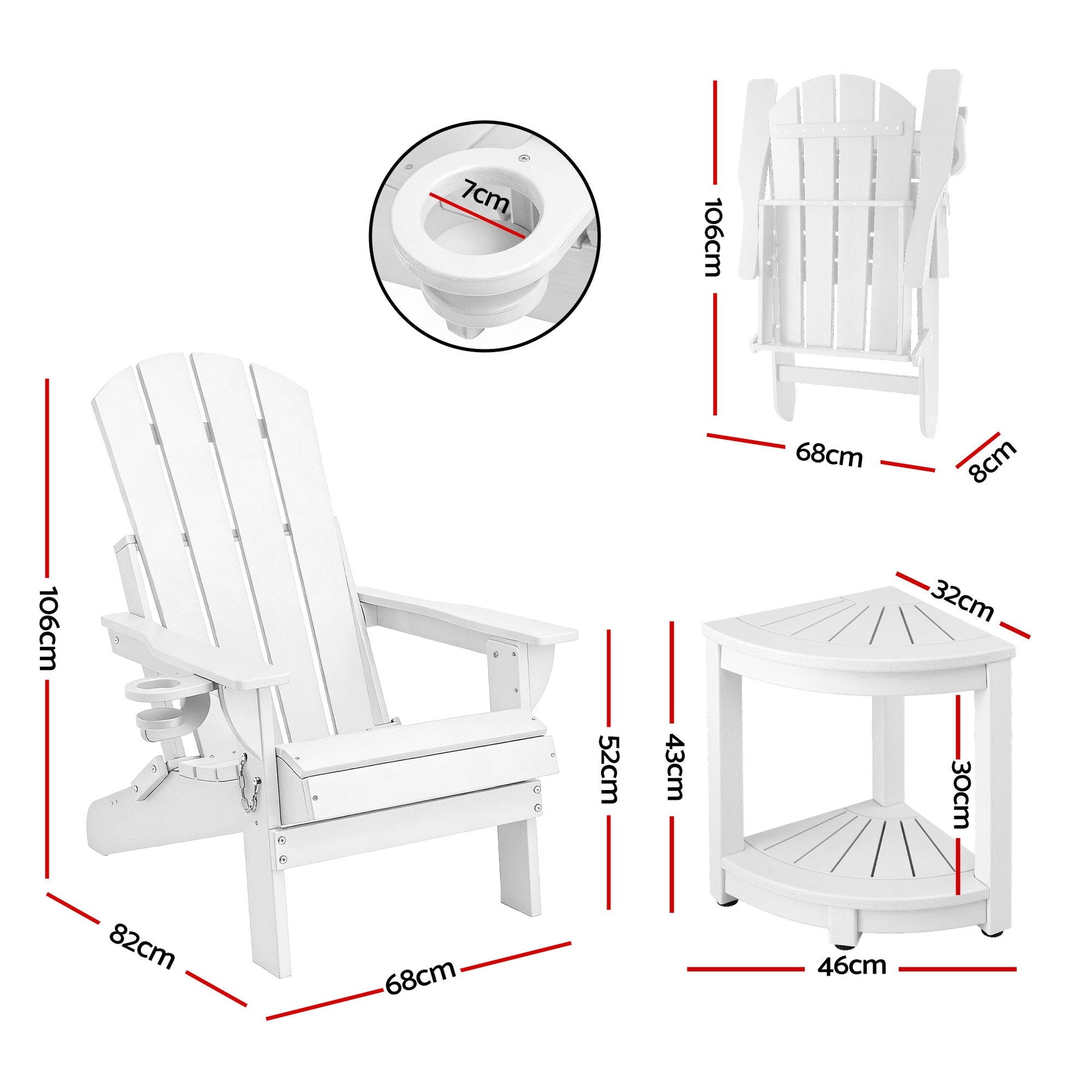 Adirondack Folding Chairs HDPE Patio Set White | Home & Living - 2