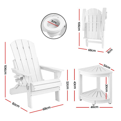 Adirondack Folding Chairs HDPE Patio Set White | Home & Living - 2