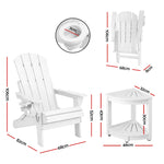 Adirondack Folding Chairs HDPE Patio Set White | Home & Living